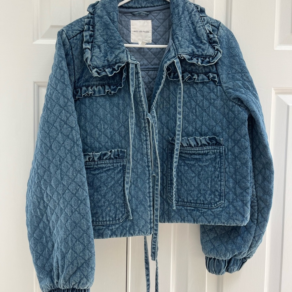 Avec Les Filles Light Blue Quilted Jacket
